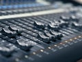 Music Mixer Control Panel In Recording Studio Closeup