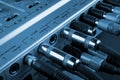 Music mixer inputs Royalty Free Stock Photo