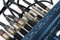 Music mixer inputs Royalty Free Stock Photo