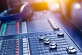 Music mixer sound recording audio volume slider mix device Royalty Free Stock Photo