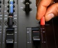 Music mixing desk in a recording studio with digital control panel Royalty Free Stock Photo