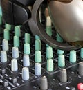 Music mixing desk in a recording studio with digital control panel Royalty Free Stock Photo