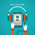 Music on the move vector concept in flat style