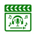 Music, multimedia, sound, audio icon. Green vector sketch