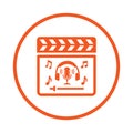 Music, multimedia, sound, audio icon. Orange vector sketch