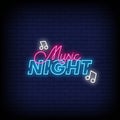 Music Night Neon Signs Style Text Vector Royalty Free Stock Photo