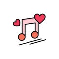 Music Node, Node, Lyrics, Love, Song  Flat Color Icon. Vector icon banner Template Royalty Free Stock Photo