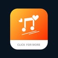 Music Node, Node, Lyrics, Love, Song Mobile App Button. Android and IOS Glyph Version Royalty Free Stock Photo