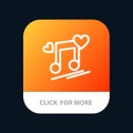 Music Node, Node, Lyrics, Love, Song Mobile App Button. Android and IOS Line Version Royalty Free Stock Photo