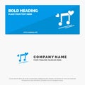 Music Node, Node, Lyrics, Love, Song SOlid Icon Website Banner and Business Logo Template