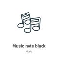 Music note black outline vector icon. Thin line black music note black icon, flat vector simple element illustration from editable Royalty Free Stock Photo