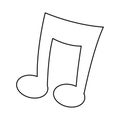 Music note cartoon symbol in black and white Royalty Free Stock Photo