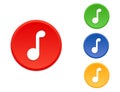 Music note in circle. Red, orange, green and blue musical notation. Melody sign in round shape. Music icon. Classic sound key.