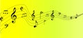 Music note design on yeliow Royalty Free Stock Photo