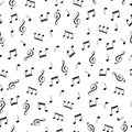 Music note doodle drawn pattern Royalty Free Stock Photo