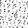 Music note doodle drawn pattern Royalty Free Stock Photo