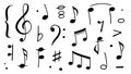 Music note doodle drawn style Royalty Free Stock Photo