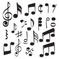 Music note. Doodles sketch musical vector hand drawn pictures isolated