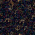 Music note firework colorful seamless pattern Royalty Free Stock Photo