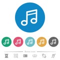 Music note flat round icons