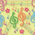 Music note friend watercolor seamless pattern Royalty Free Stock Photo