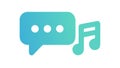 Music Note in Full Speech Bubble Vector, Audio Broadcast, vector design Generative AI Royalty Free Stock Photo