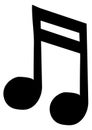 Music note icon. Black sound symbol. Melody sign