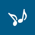 Music Note Icon On Blue Background. Blue Flat Style Vector Illustration Royalty Free Stock Photo