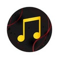 Music note icon elegant black round button Royalty Free Stock Photo