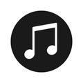 Music note icon flat black round button vector illustration Royalty Free Stock Photo