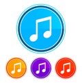 Music note icon flat design round buttons set illustration design Royalty Free Stock Photo