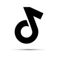 Music note. Icon Flat. Logo or emblem for musical dance social media application. Vector illustration