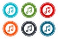 Music note icon flat vector illustration design round buttons collection 6 concept colorful frame simple circle set Royalty Free Stock Photo