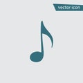 Music note icon. Flat vector musical symbol isolat Royalty Free Stock Photo