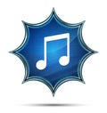 Music note icon magical glassy sunburst blue button