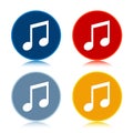 Music note icon trendy flat round buttons set illustration design Royalty Free Stock Photo