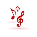 Music note icon. Music note icon logo vector. Red Royalty Free Stock Photo