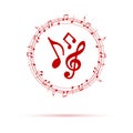 Music note icon. Music note icon logo vector. Red circular Royalty Free Stock Photo