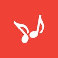 Music Note Icon On Red Background. Red Flat Style Vector Illustration Royalty Free Stock Photo