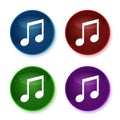 Music note icon shiny round buttons set illustration Royalty Free Stock Photo