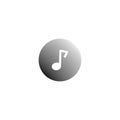 Music note icon. Sound symbol vector. Round gradient shape. Audio button image.