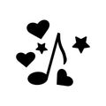 Music note love, stars outline icon. Symbol, logo illustration for mobile concept and web design. Royalty Free Stock Photo