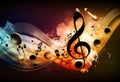 music note made with glowing particles background design Royalty Free Stock Photo