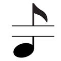 Music Note Name Frame On White Background. Note Monogram sign. Music Note split symbol. flat style Royalty Free Stock Photo