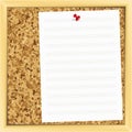 Music note paper on cork board. Royalty Free Stock Photo