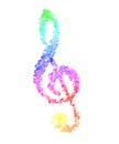 Music Note - Pulsing Smeared Rainbow Colors on White Background, Fire Design
