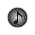 Music note sign musical round 3d logo, emblem of a recording studio black and white minimal style Royalty Free Stock Photo