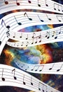 Music note and Space and stars with abstrtact Royalty Free Stock Photo