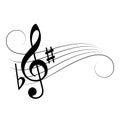 Music note staff vector cartoon