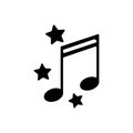Music note with stars outline icon. Symbol, logo illustration for mobile concept and web design. Royalty Free Stock Photo